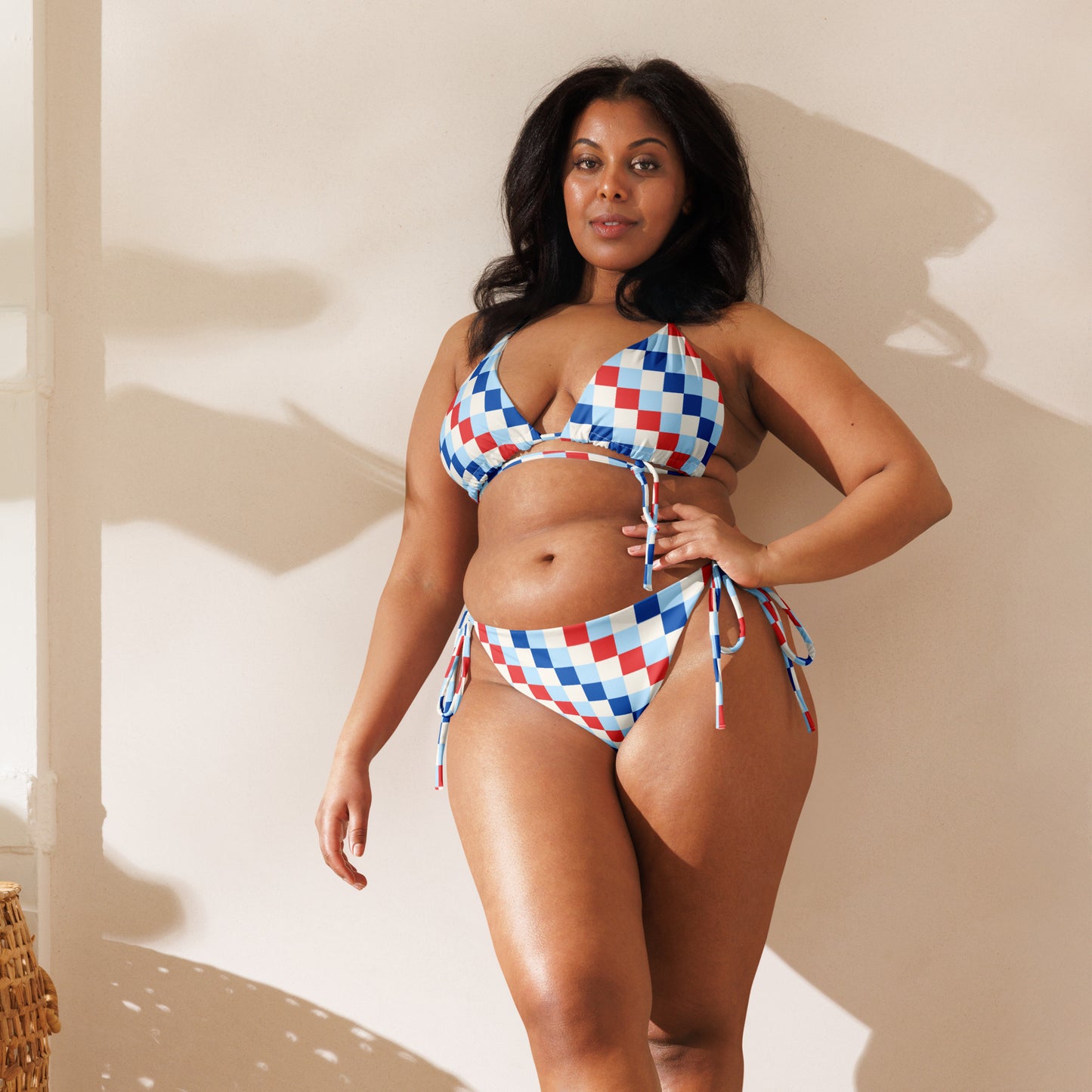 Checkered Patriot String Bikini Bottom