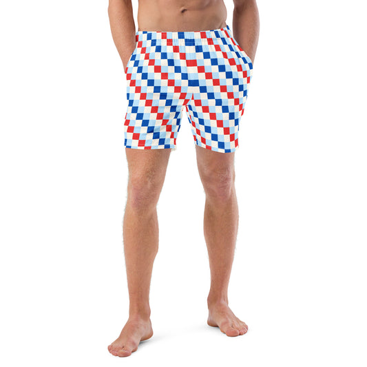 Men's Checkered Patriot Swim Trunks