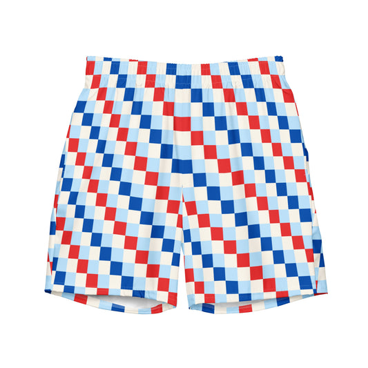 Men's Checkered Patriot Swim Trunks