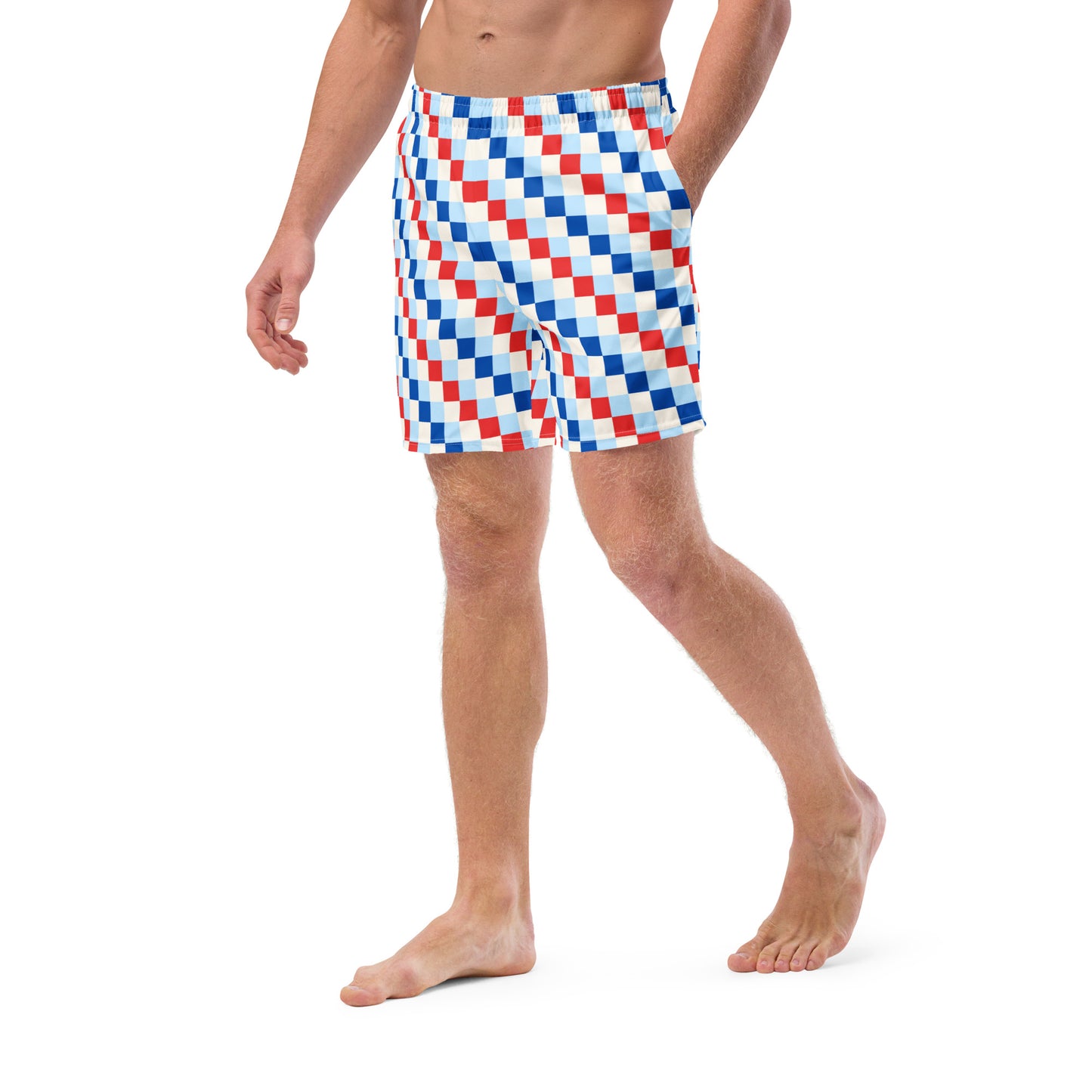 Men's Checkered Patriot Swim Trunks