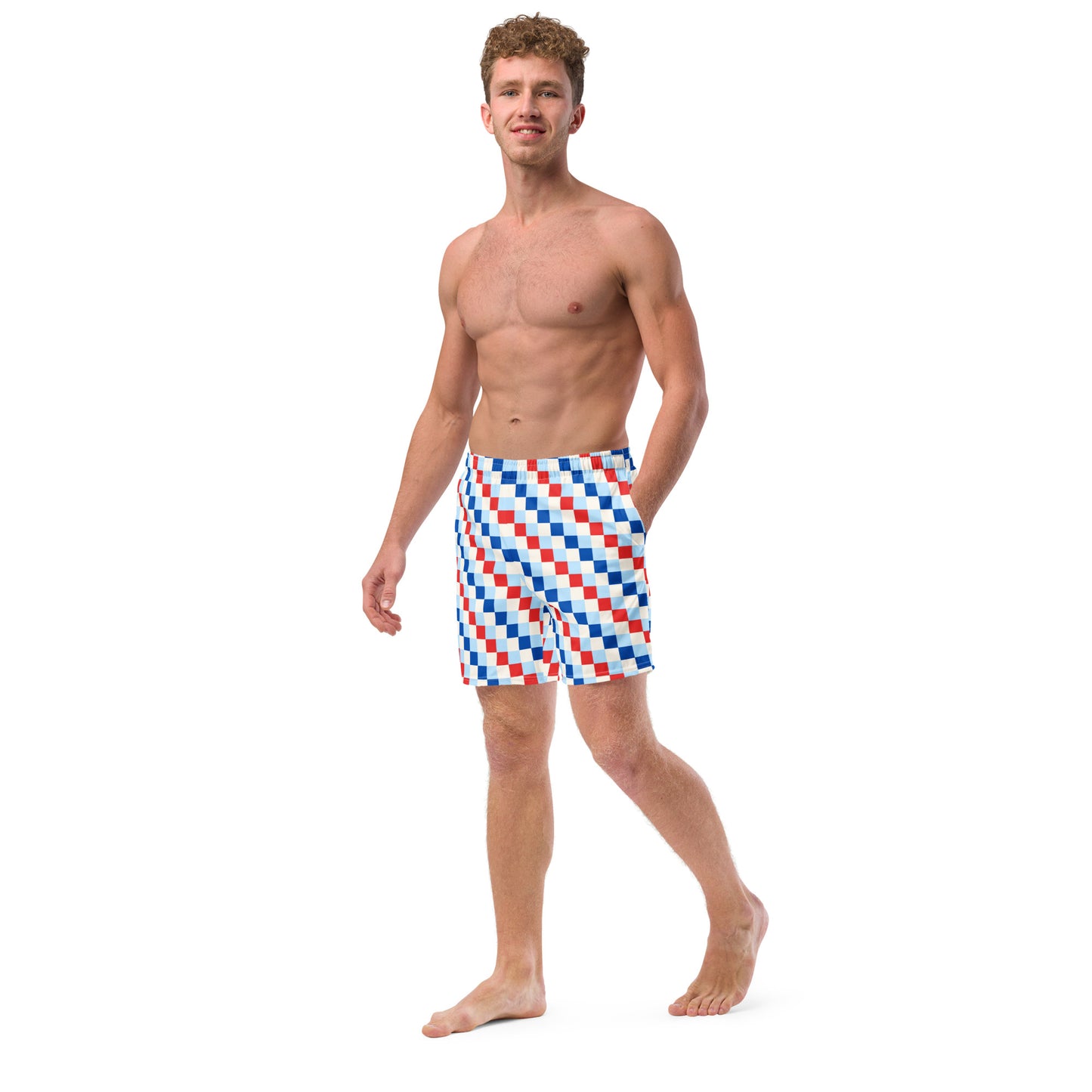 Men's Checkered Patriot Swim Trunks