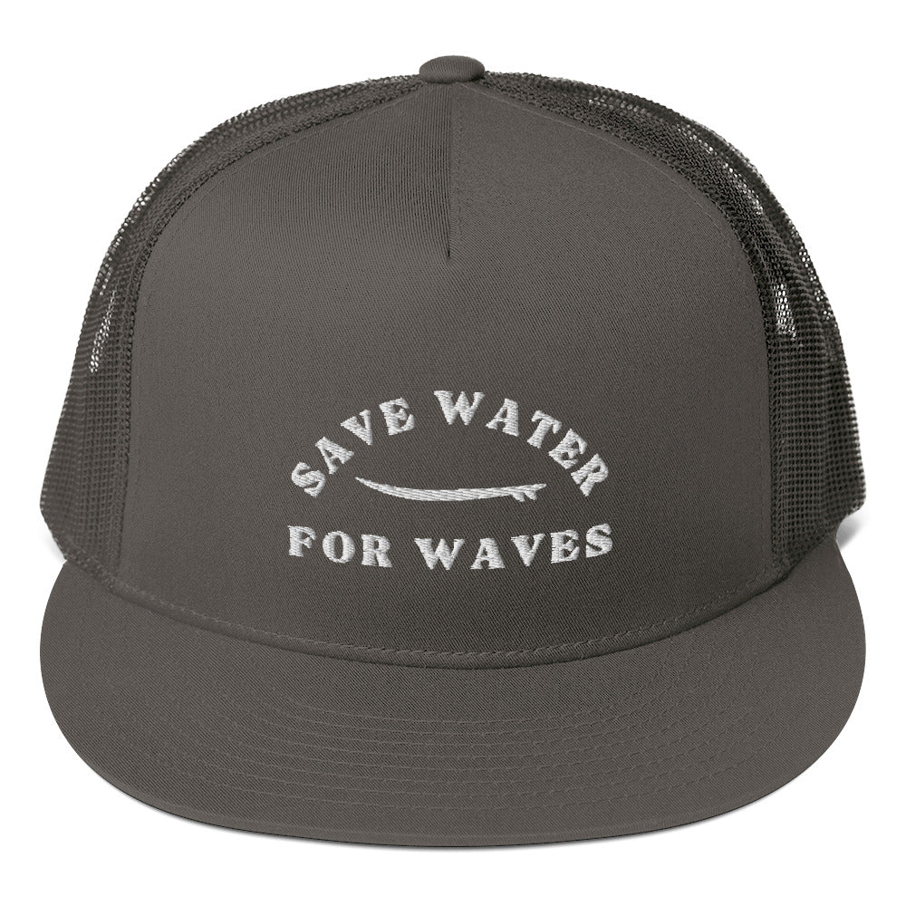 Save Water for Waves Gray Flat Bill Snapback